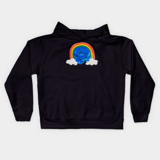 Blue rose in clouds Kids Hoodie